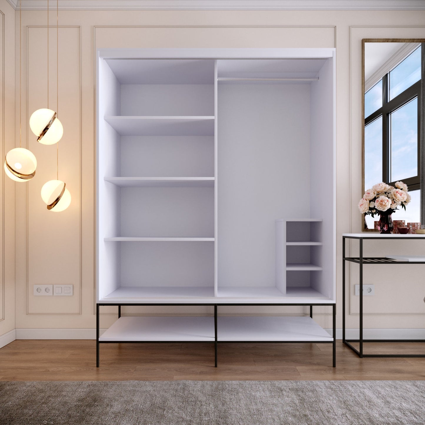 Ντουλάπα 150x200x57 εκ White Black Gold 801CMY3444