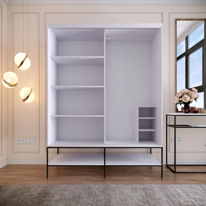 Ντουλάπα 150x200x57 εκ White Black Gold 801CMY3444