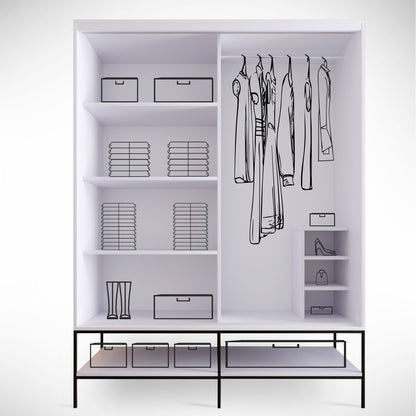 Ντουλάπα 150x200x57 εκ White Black Gold 801CMY3444