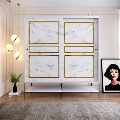 Ντουλάπα 190x200x57 εκ White Black Gold 801CMY3445