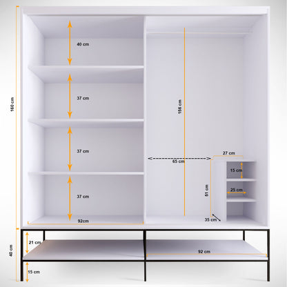 Ντουλάπα 190x200x57 εκ White Black Gold 801CMY3445