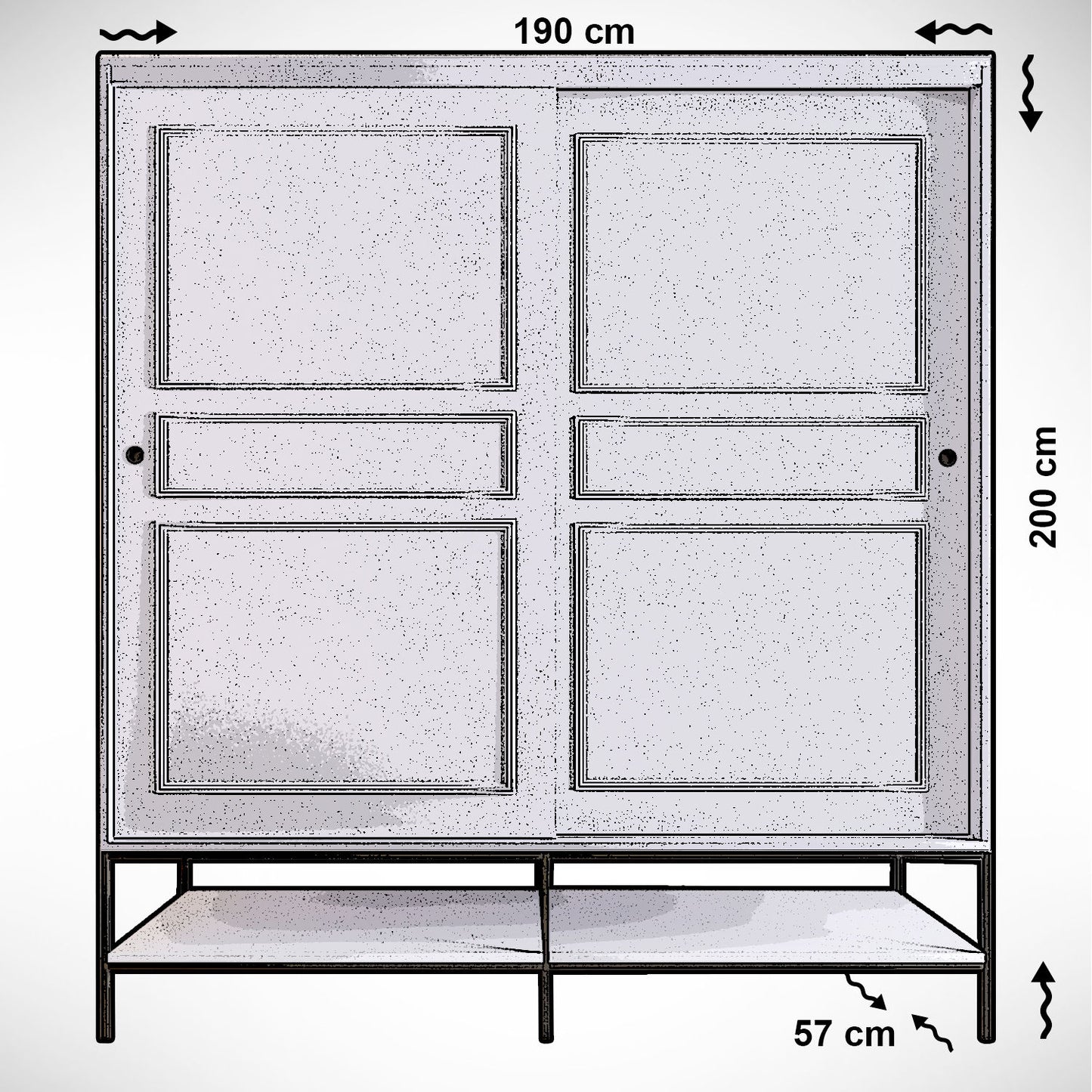 Ντουλάπα 190x200x57 εκ White Black Gold 801CMY3445