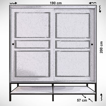 Ντουλάπα 190x200x57 εκ White Black Gold 801CMY3445