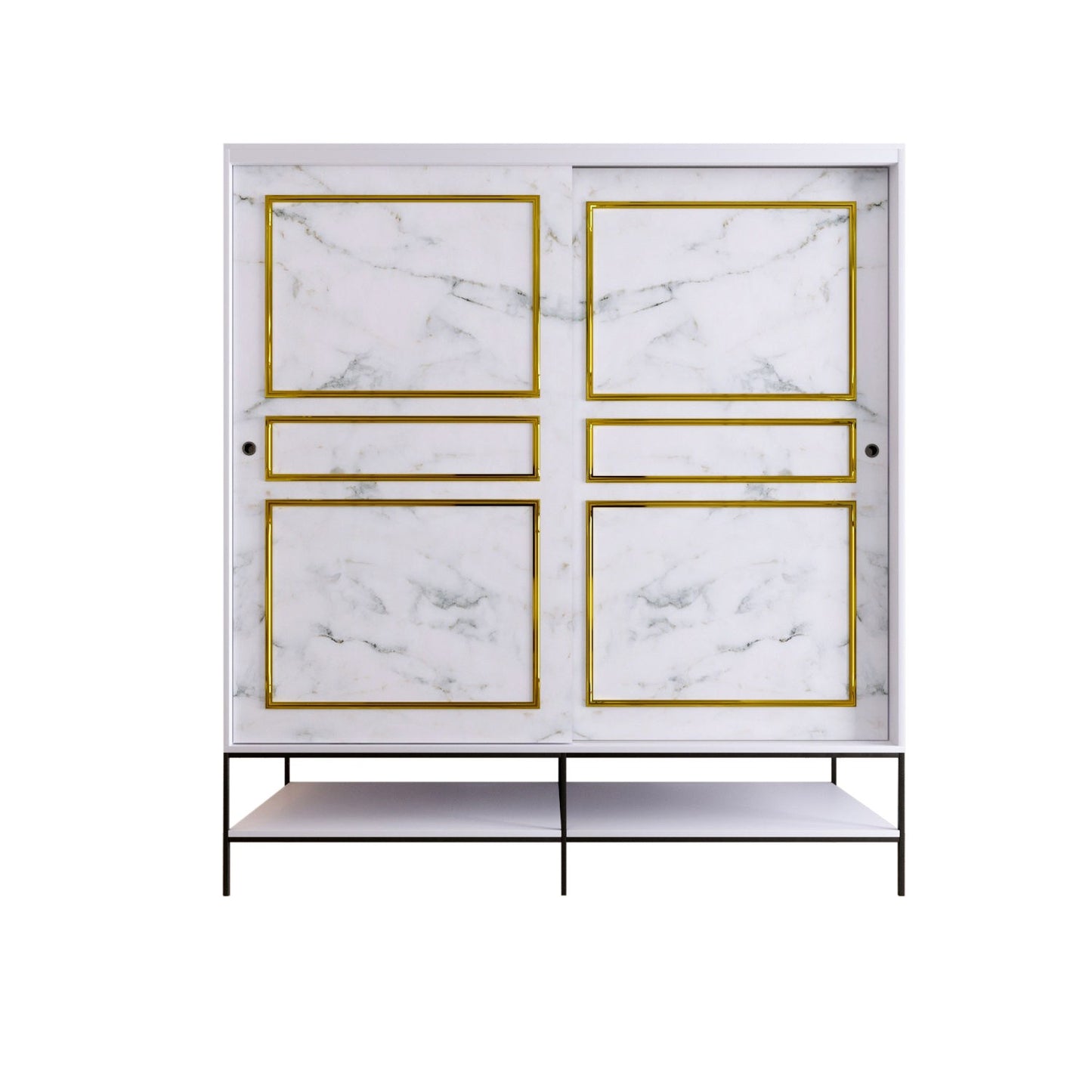 Ντουλάπα 190x200x57 εκ White Black Gold 801CMY3445