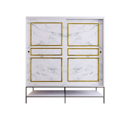 Ντουλάπα 190x200x57 εκ White Black Gold 801CMY3445