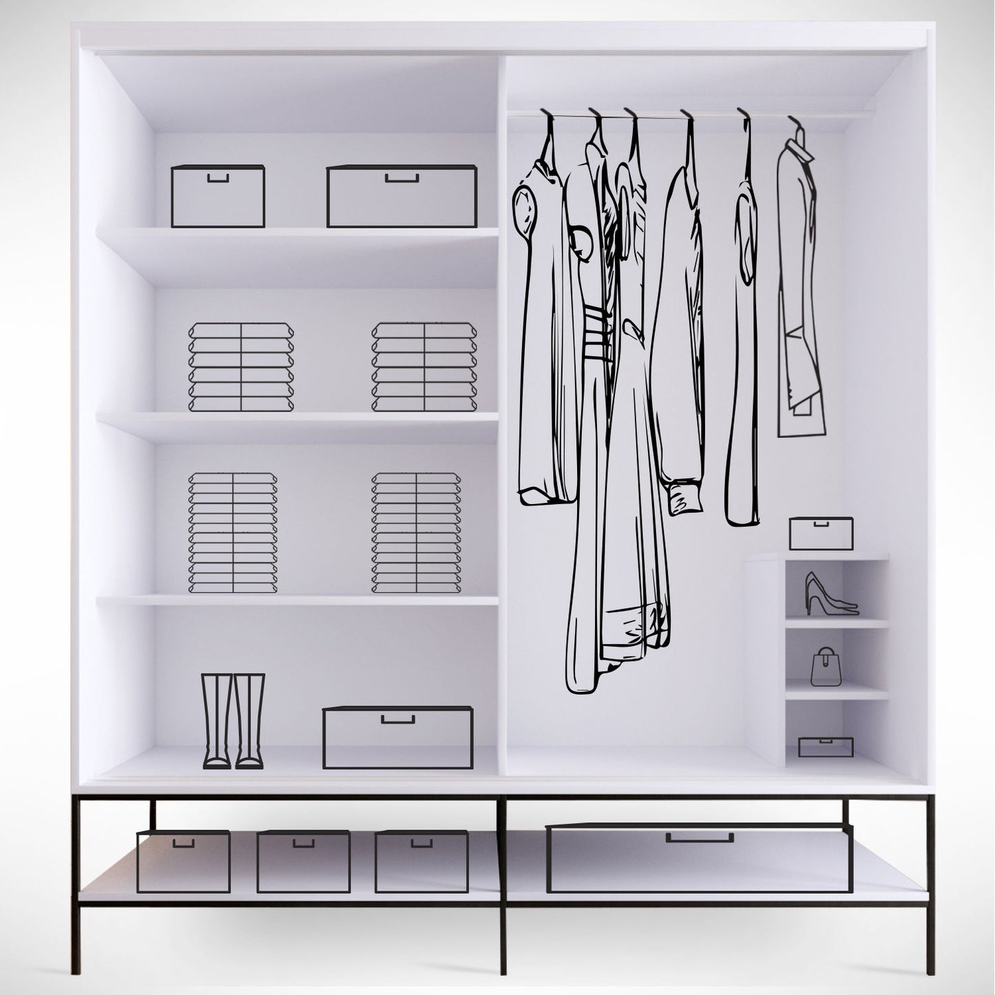 Ντουλάπα 190x200x57 εκ White Black Gold 801CMY3445