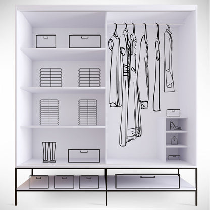 Ντουλάπα 190x200x57 εκ White Black Gold 801CMY3445