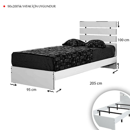 Μονό Κρεβάτι 90x200 cm σε Λευκό Χρώμα με Μεταλλικό Σκελετό και Elegant Minimal Σχεδιασμό | 801CMY5302