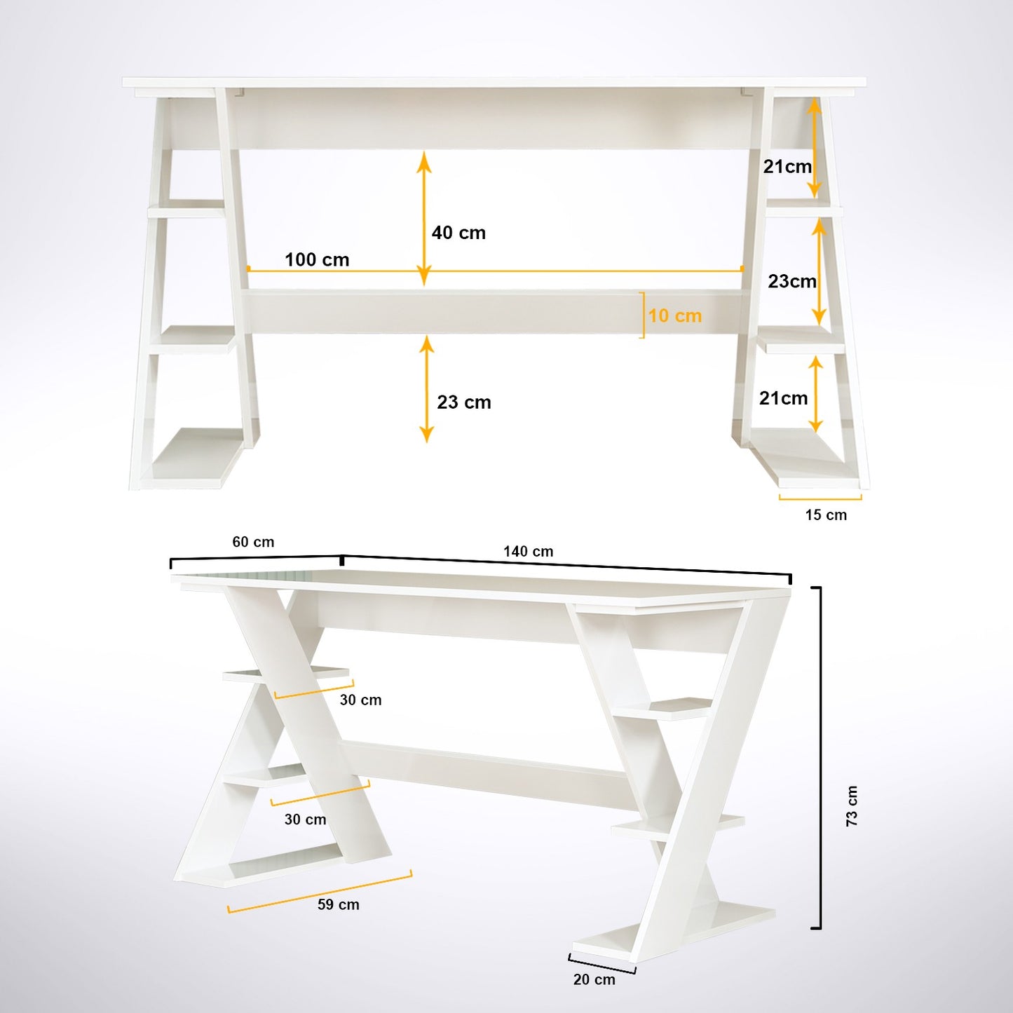 Γραφείο Υπολογιστή και Μελέτης 140x73x60 εκ. Λευκό | 801CMY5423