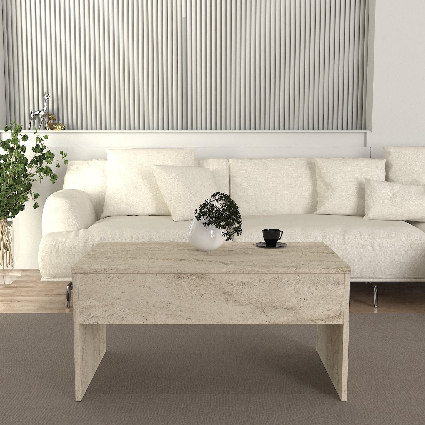 Τραπεζάκι Σαλονιού Travertine 90 x 45 x 52 εκ GR804TRH2853