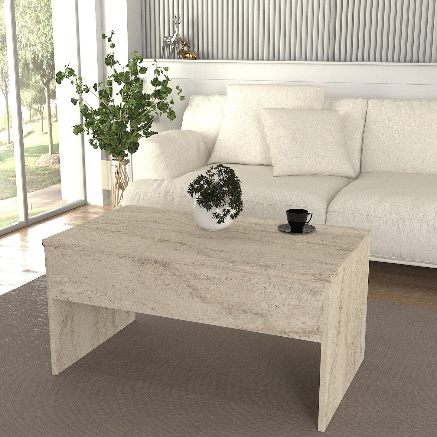 Τραπεζάκι Σαλονιού Travertine 90 x 45 x 52 εκ GR804TRH2853