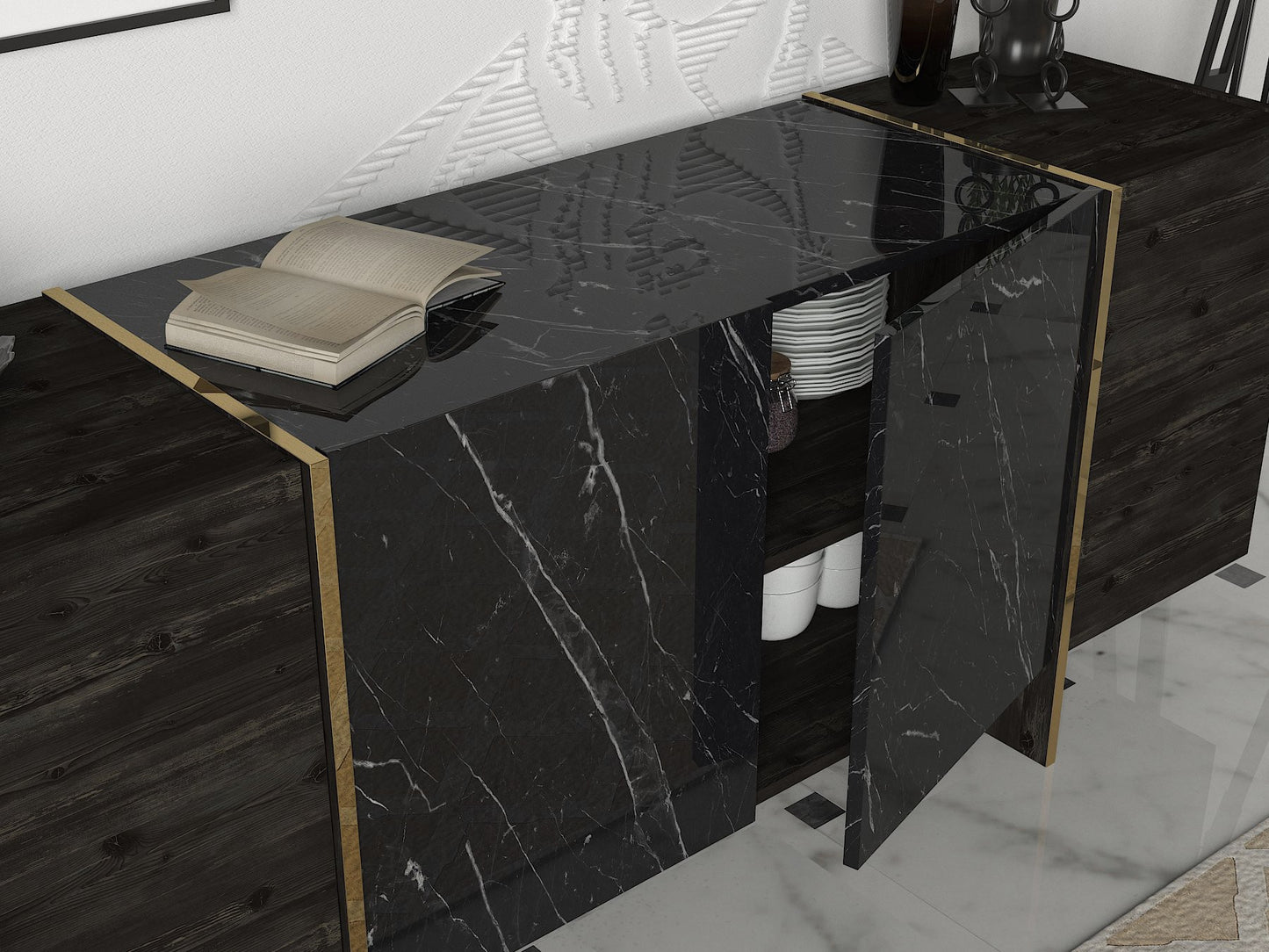 Μπουφές Μαύρο
Χρυσό 180x46,6x75,5cm | 804TRH3522