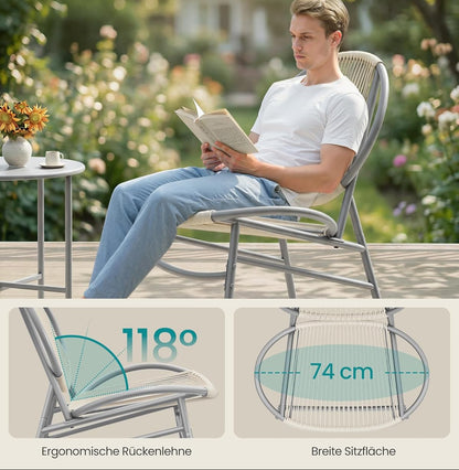Μοντέρνο Σαλόνι Κήπου Μπαλκονιού σετ 3 τεμ. 2 Καρέκλες Πολυθρόνες Εργονομικές Στιβαρές Αντοχής έως 130 κιλά και Τραπεζάκι GG-F021GZ01
