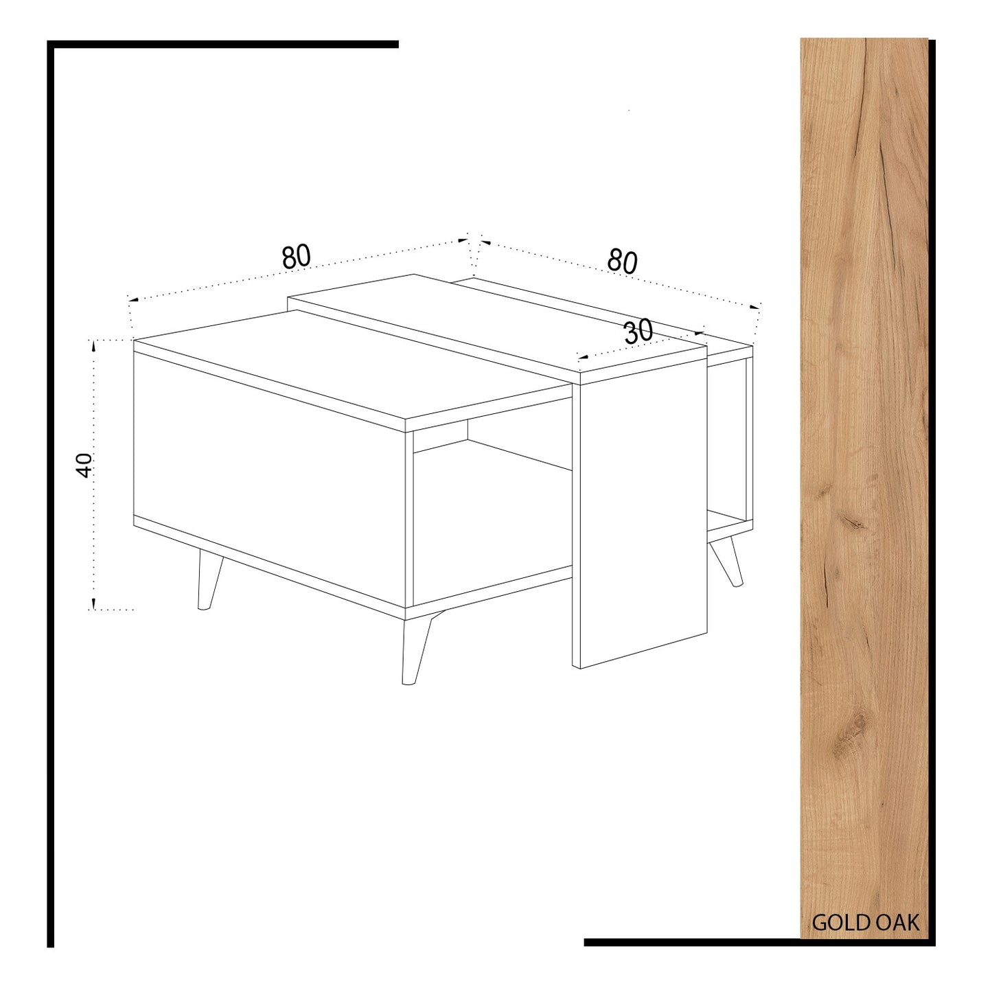 Τραπεζάκι Σαλονιού Δρυς - Λευκό 80 x 80 x 40 εκ GR811MDD2808