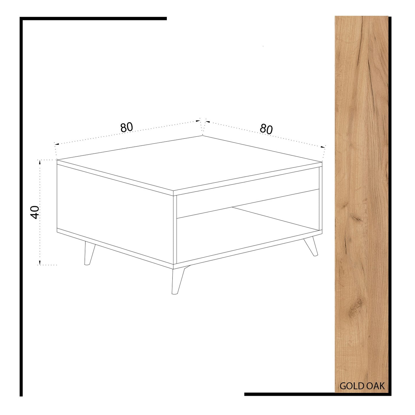 Τραπεζάκι Σαλονιού Δρυς - Λευκό 80 x 80 x 40 εκ GR811MDD2809