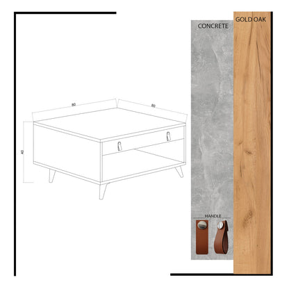 Τραπεζάκι Σαλονιού Δρυς - Λευκό 80 x 80 x 40 εκ GR811MDD2810