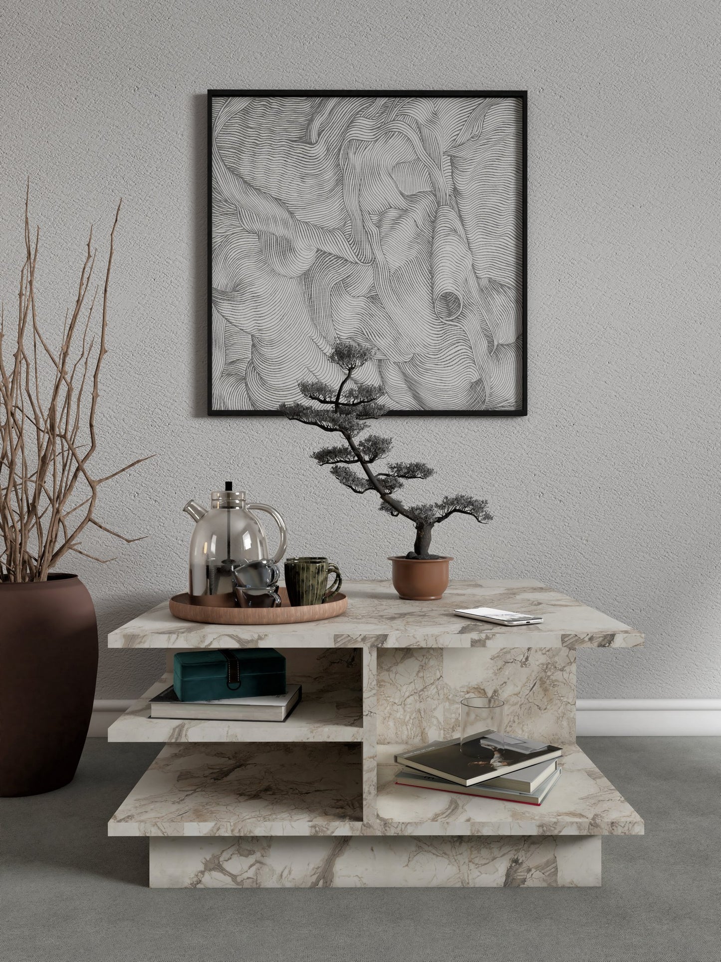 Τραπεζάκι Σαλονιού Ephesus Marble 80 x 80 x 40 εκ GR811MDD2811