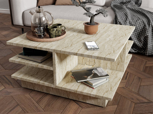 Τραπεζάκι Σαλονιού Travertine 80 x 80 x 40 εκ GR811MDD2812