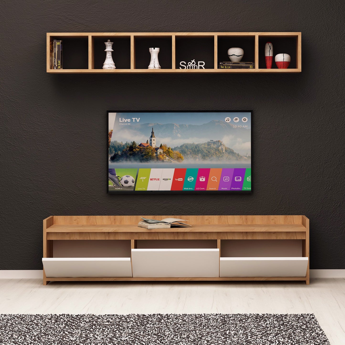 Έπιπλο Τηλεόρασης TV Βάση Σύνθεση Δρυς Λευκό | 811MDD3004