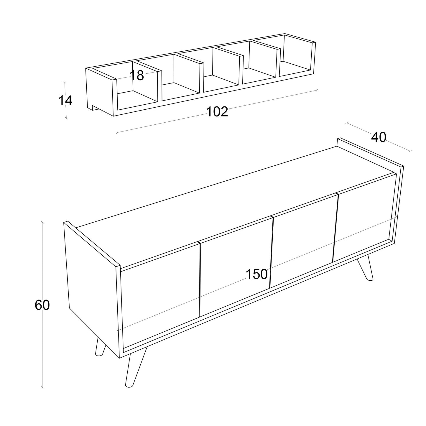 Μπουφές Λευκό 150x76x40cm | 811MDD3425