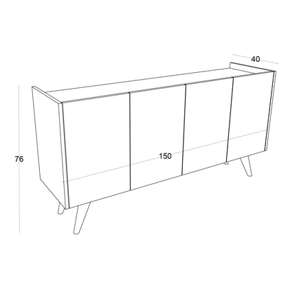 Μπουφές Λευκό 150x40x76cm | 811MDD3427