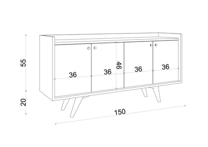 Μπουφές Ανθρακί
Λευκό 150x40x75cm | 811MDD3432