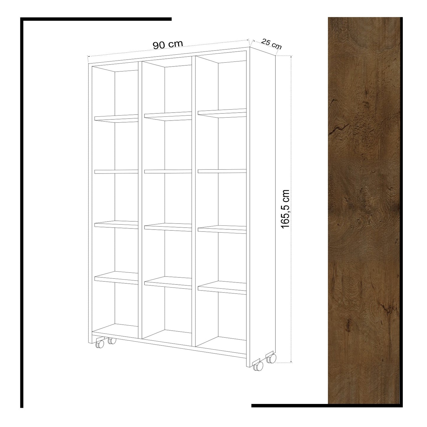 Βιβλιοθήκη 90 × 25 × 165,5 εκ. Δρυς GR811MDD3604