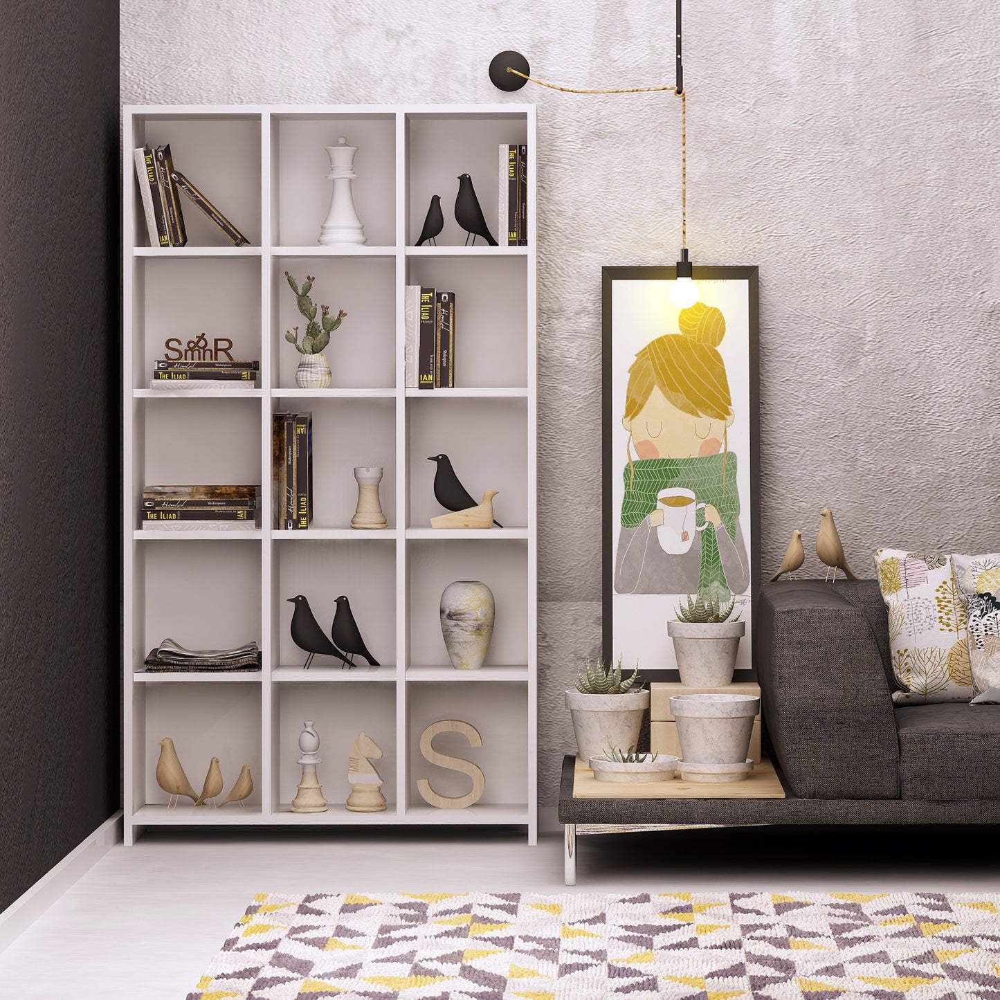 Βιβλιοθήκη 90 × 25 × 160 εκ. Λευκό GR811MDD3605