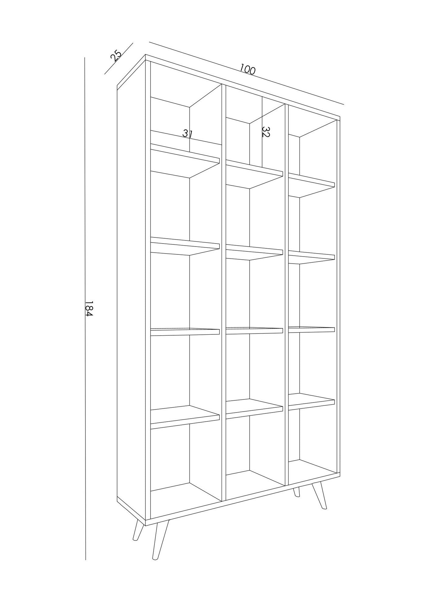 Βιβλιοθήκη 100 × 25 × 184 εκ. Δρυς GR811MDD3611