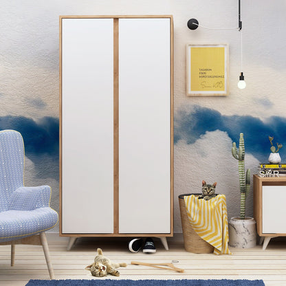 Ντουλάπα 100x187x52 εκ Oak White 811MDD4901