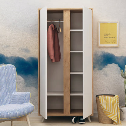 Ντουλάπα 100x187x52 εκ Oak White 811MDD4901