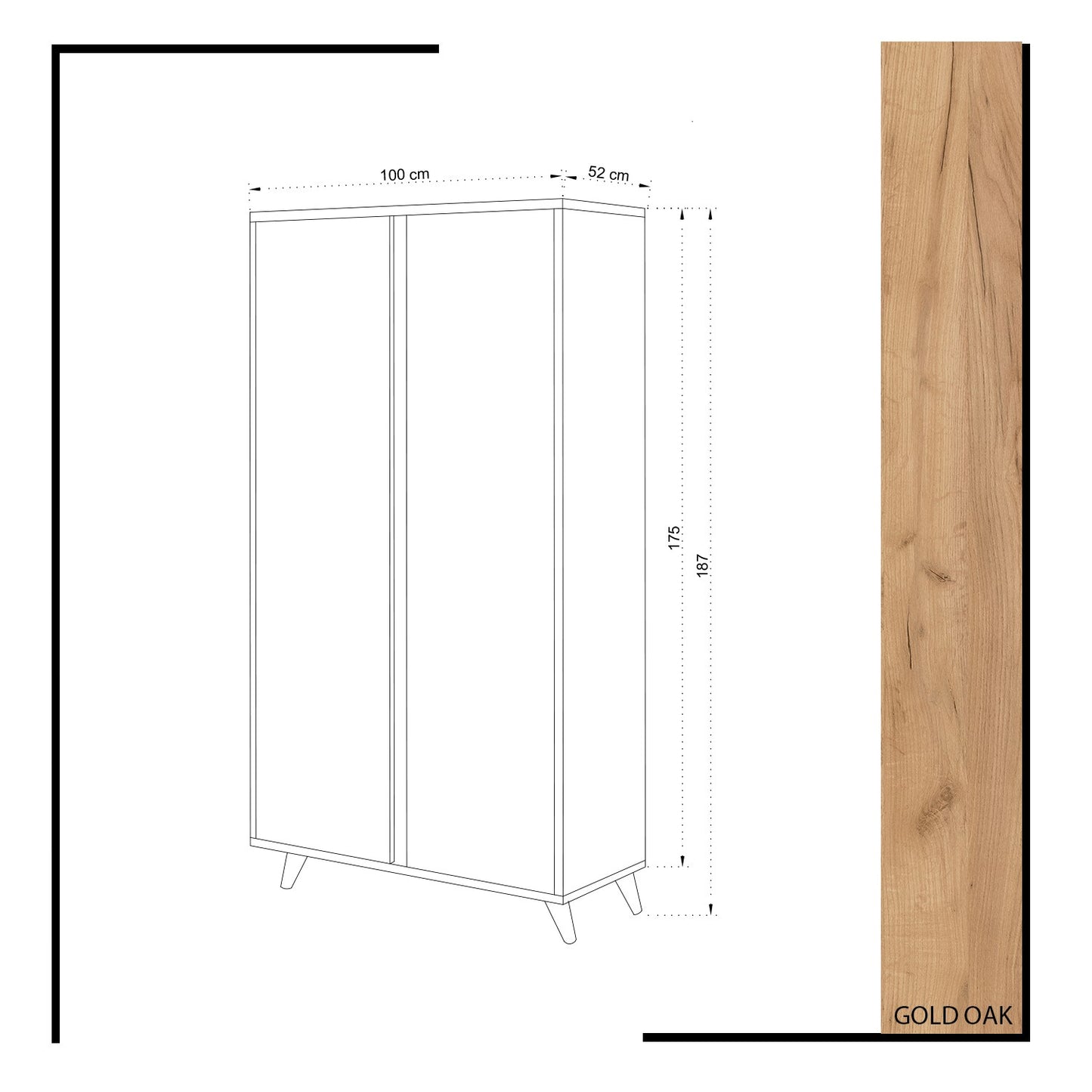 Ντουλάπα 100x187x52 εκ Oak White 811MDD4901