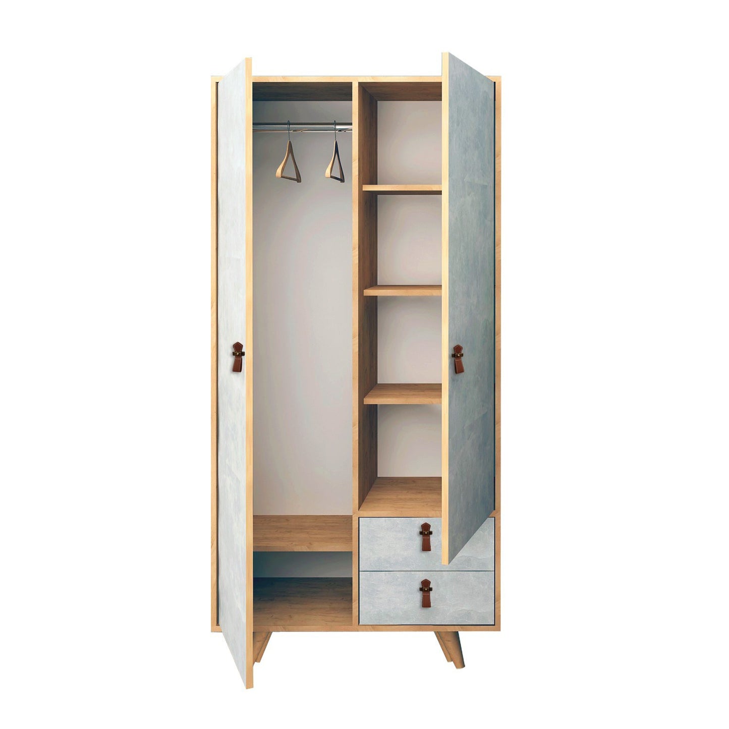 Ντουλάπα 100x190x52 εκ Oak Grey 811MDD4902