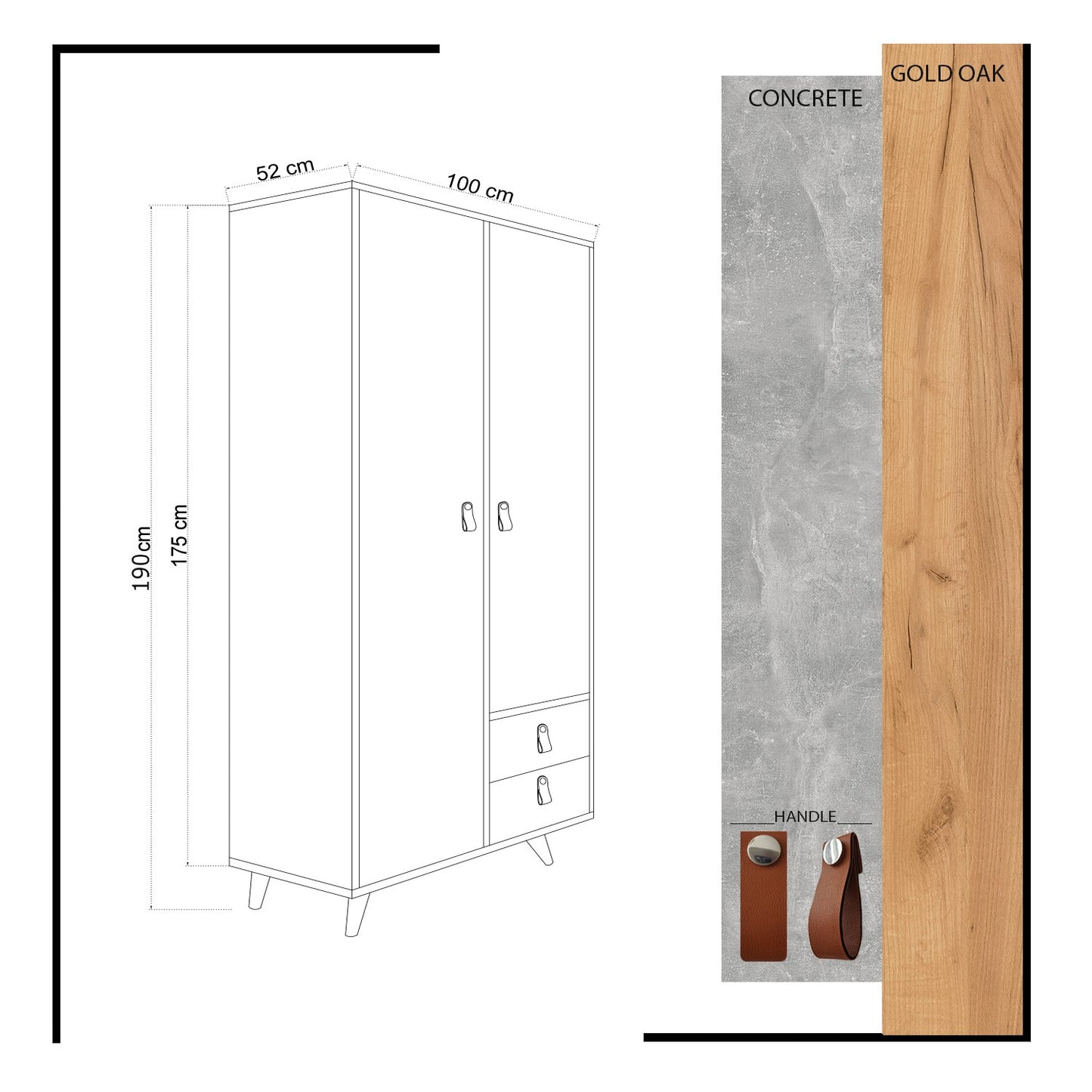 Ντουλάπα 100x190x52 εκ Oak Grey 811MDD4902