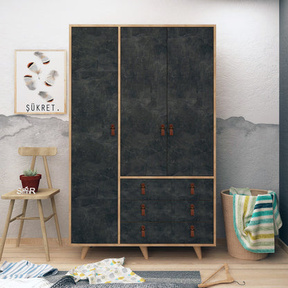Ντουλάπα 120x187x52 εκ Oak Dark Grey 811MDD4903