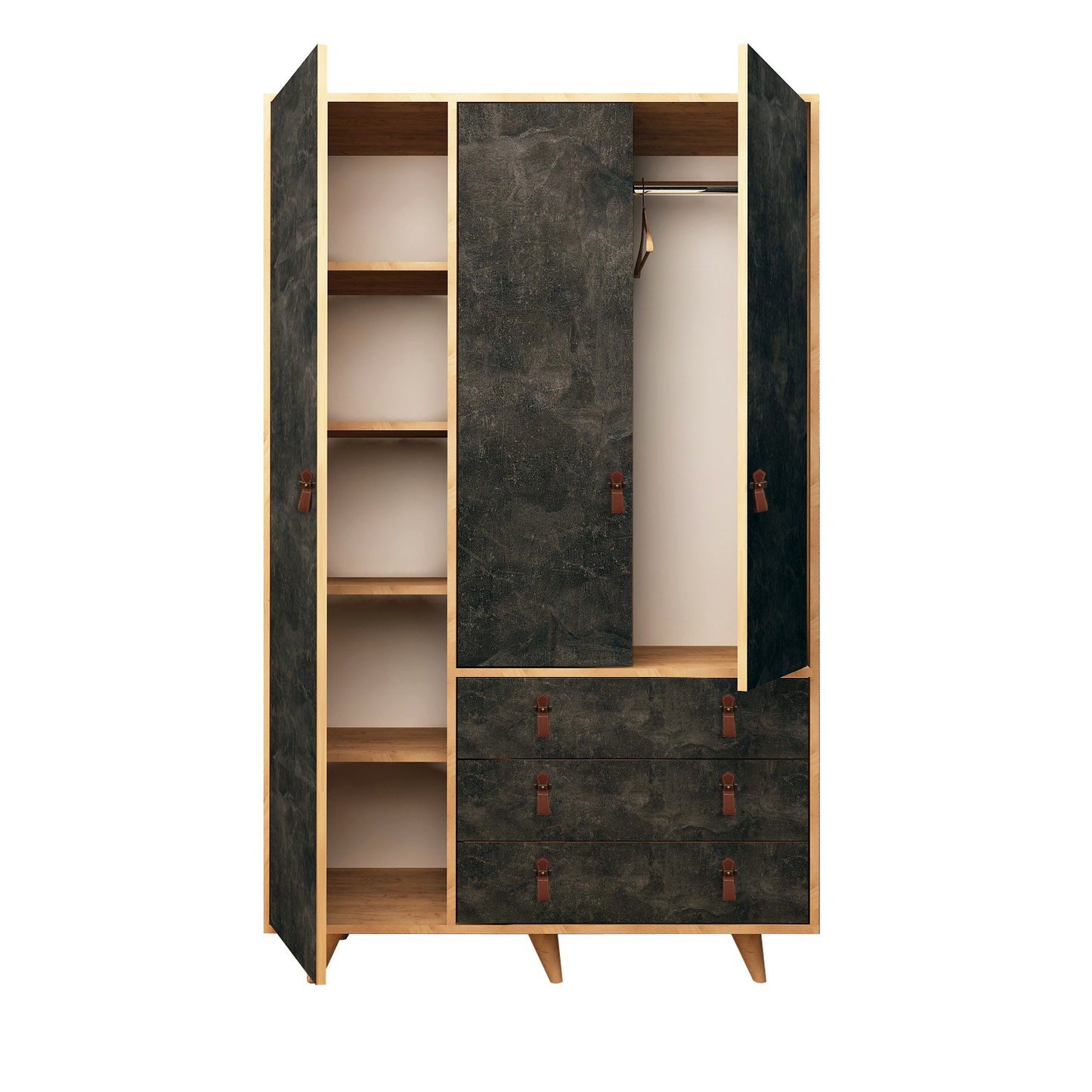 Ντουλάπα 120x187x52 εκ Oak Dark Grey 811MDD4903