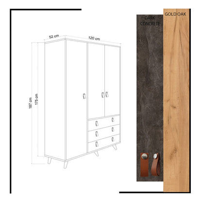 Ντουλάπα 120x187x52 εκ Oak Dark Grey 811MDD4903