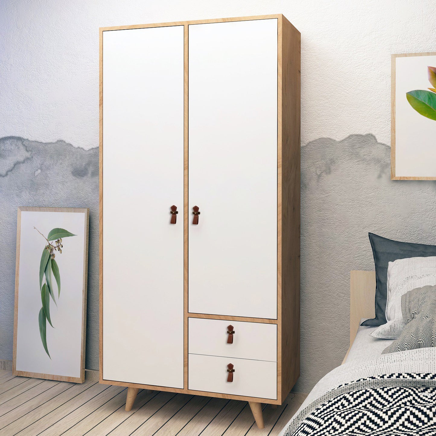 Ντουλάπα 100x190x52 εκ Oak White 811MDD4904