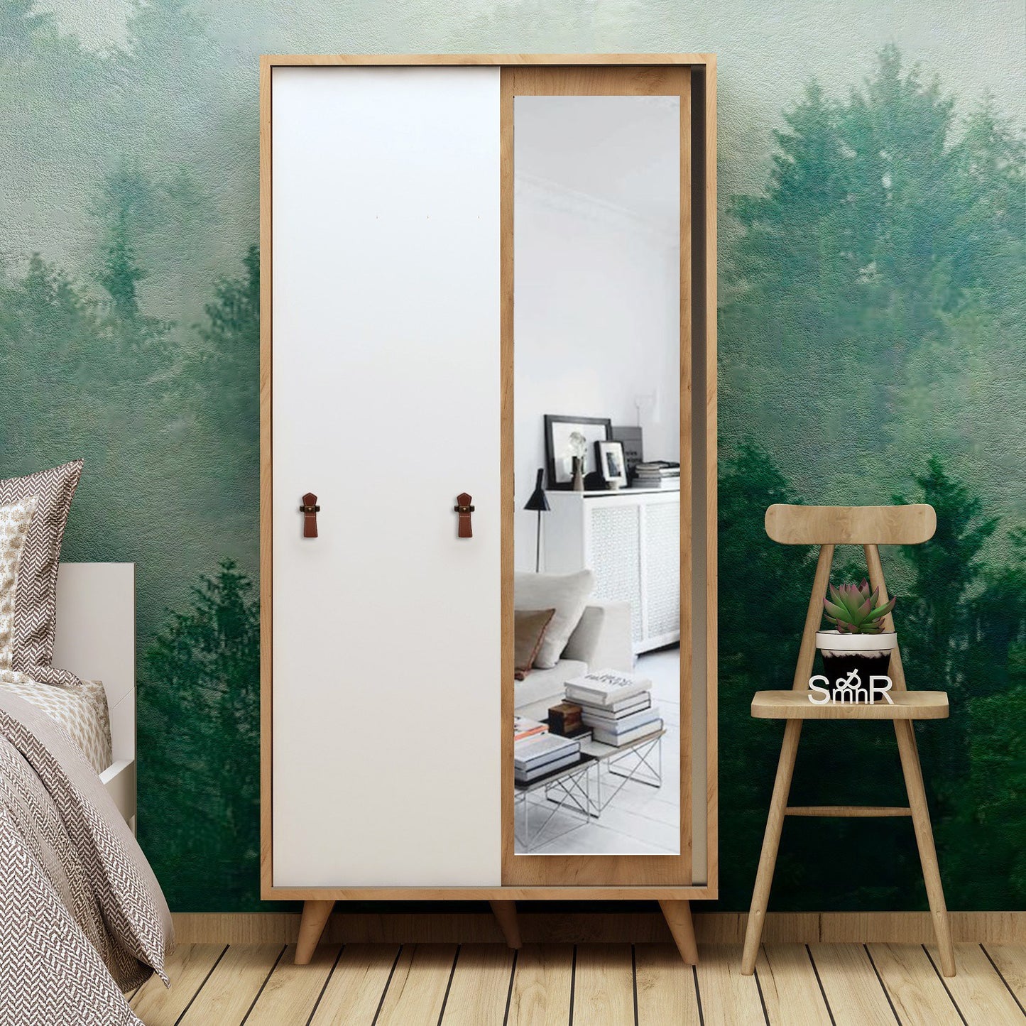 Ντουλάπα 100x190x60 εκ Oak White 811MDD4906