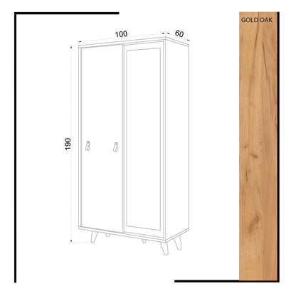 Ντουλάπα 100x190x60 εκ Oak White 811MDD4906