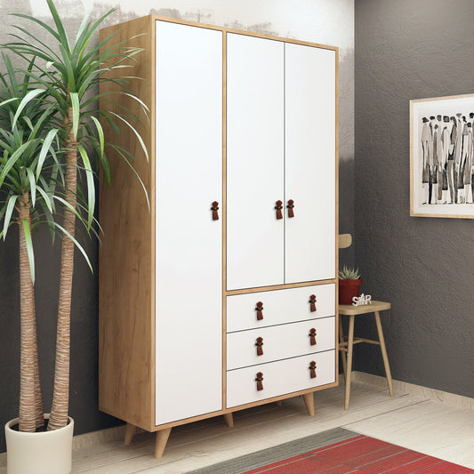 Ντουλάπα 120x187x52 εκ Oak White 811MDD4907