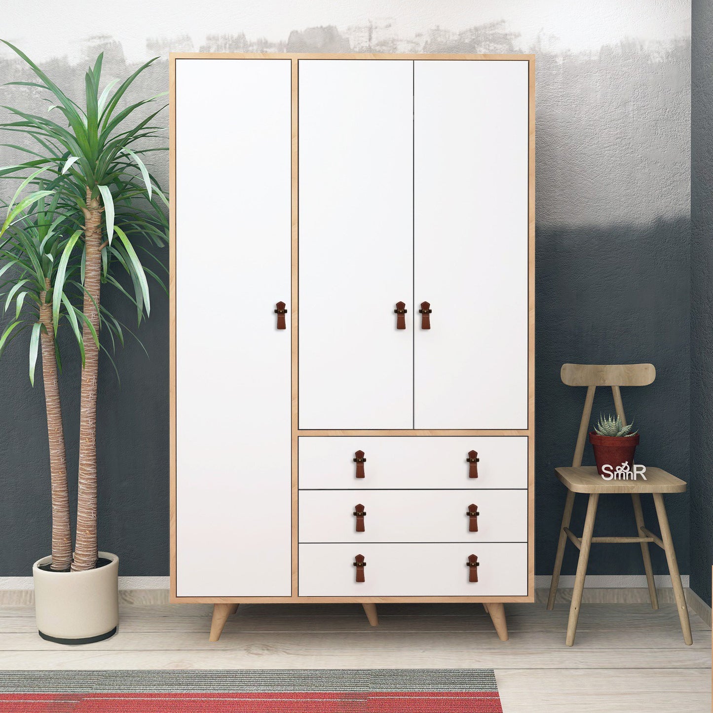 Ντουλάπα 120x187x52 εκ Oak White 811MDD4907