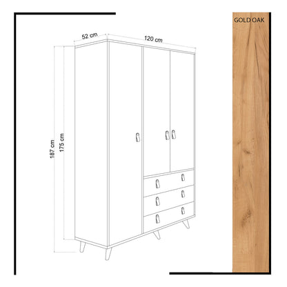Ντουλάπα 120x187x52 εκ Oak White 811MDD4907