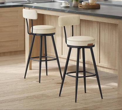 Σκαμπό για Πάσο Κουζίνας Σετ 2 τεμ. και για Μπαρ Περιστρεφόμενα Άνετο Σταθερό EKHO Ύψους Καθίσματος 76 εκ LB-C889W01