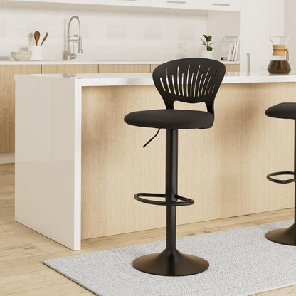 Σκαμπό για Πάσο Κουζίνας Σετ 2 τμχ Ρυθμιζόμενο Ύψος 59-81 εκ Σκαμπό Τραπεζαρίας Μπαρ με Πλάτη Κουζίνα Κάθισμα μαύρο LJ-B04BK