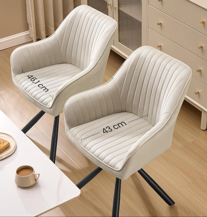 Καρέκλα Τραπεζαρίας Περιστρεφόμενη Βελούδινη Κρεμ άνετη Καρέκλες Τραπεζαρίας Μπουντουάρ Γραφείου KDC-B35161LH01