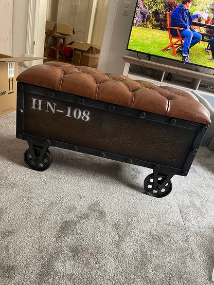 Παγκάκι Μπαούλο Εισόδου από Μασίφ Ξύλο Σκαμπό 80,5 x 41 x 50 εκ. Βοηθητικό Κάθισμα από Δερματίνη 1245768