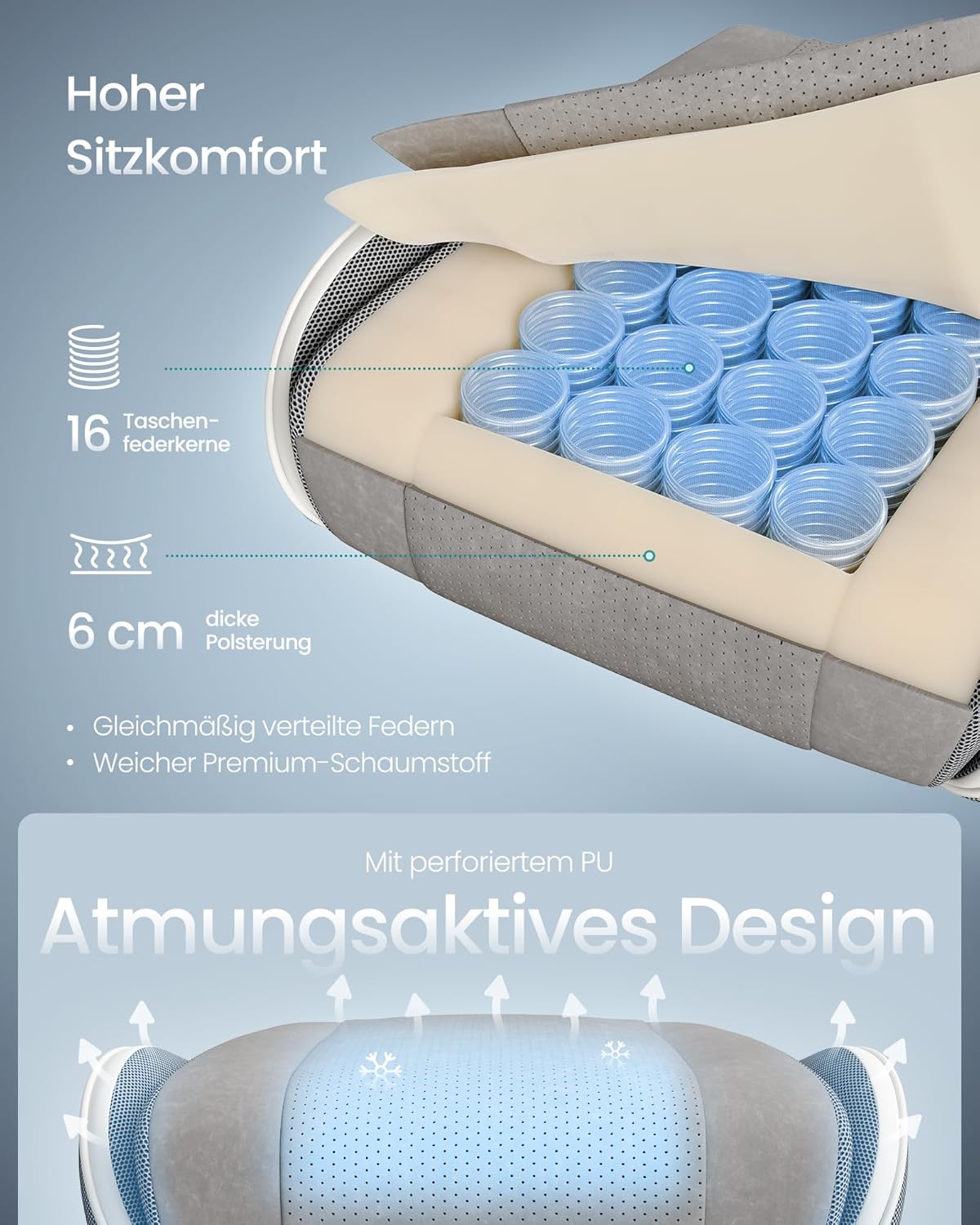 Καρέκλες Γραφείου Καρέκλα Υπολογιστή Gaming με Προσκέφαλο και Υποπόδιο Γκρί  OB-G079G01