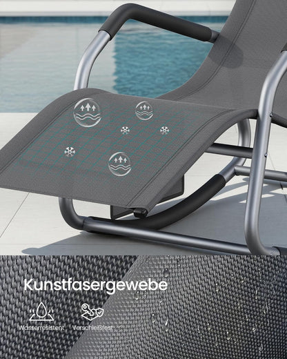 Πολυθρόνα Σεζλόνγκ Κήπου Μπαλκονιού Εργονομική Μεγάλης αντοχής έως 150 κιλά Ξαπλώστρα Κουνιστή με Προσκέφαλο Γκρι GC-B230GZ02