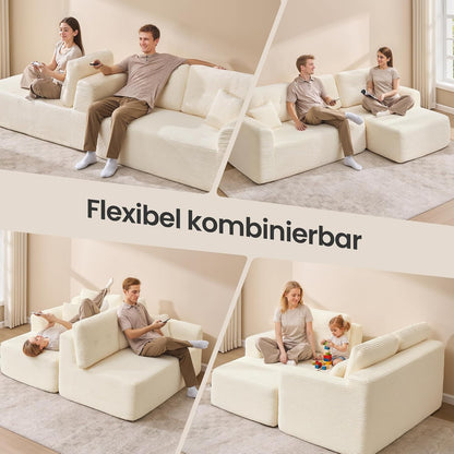 Γωνιακός Καναπές Κρεβάτι Δεξιά Γωνία Πολυμορφικός Εργονομικός Κάθισμα 43 εκ Χωρίς Συναρμολόγηση για Σαλόνι Δωμάτιο επισκεπτών κρεμ και γκρί LCS-184WD01